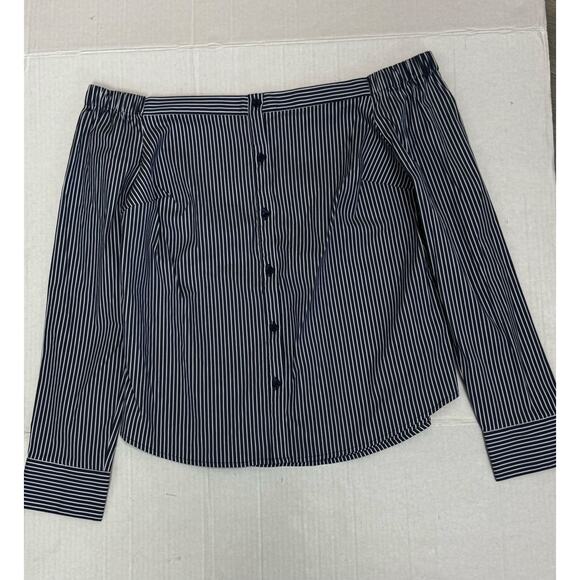 Express Women's Blouse Off Shoulder Button Up Striped Size S - Picture 1 of 7